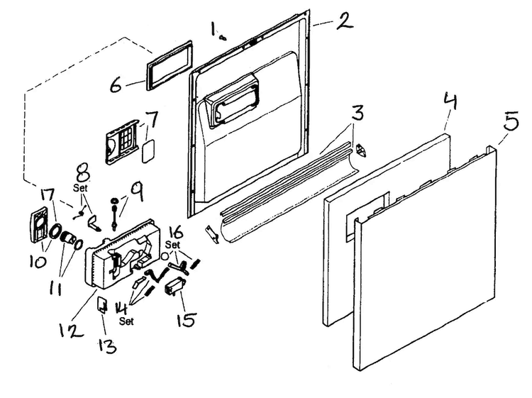 Door Assy Diagram and Parts List for SHU43C06UC 14 Bosch Dishwasher
