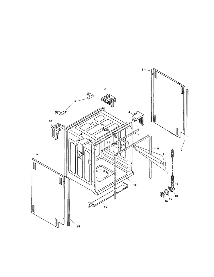 Tank Assembly Diagram and Parts List for SHU4322UC 12 Bosch Dishwasher