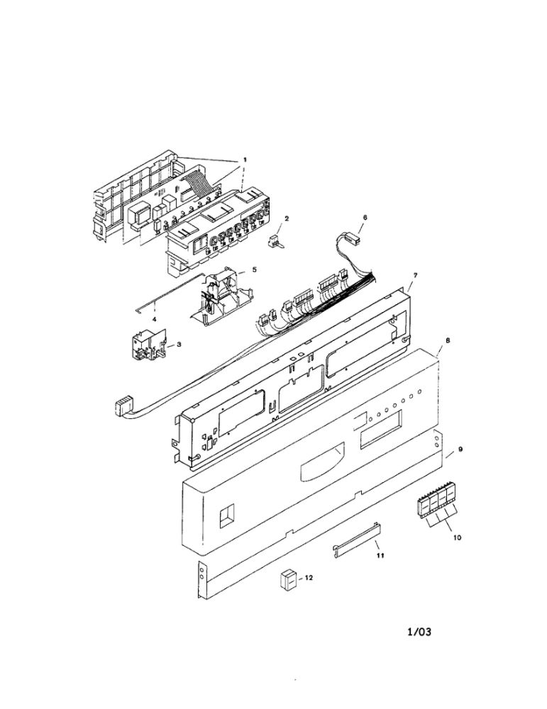 Fascia Panel Diagram and Parts List for SHI4302UC 11 Bosch Dishwasher