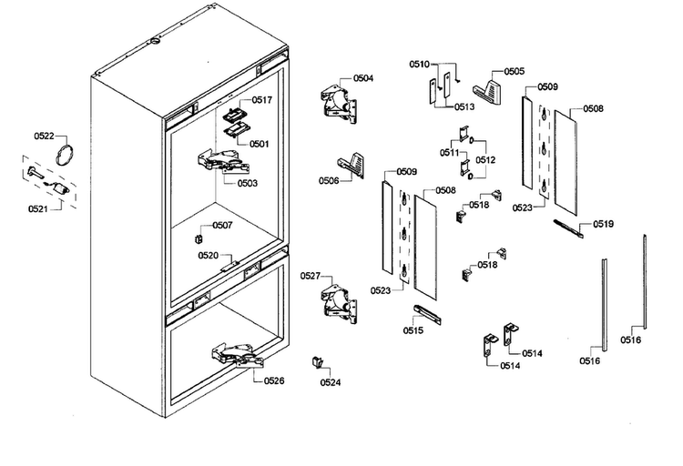 Cabinet 2 Assy Diagram and Parts List for T36IT71NNP 35 Thermador Refrigerator