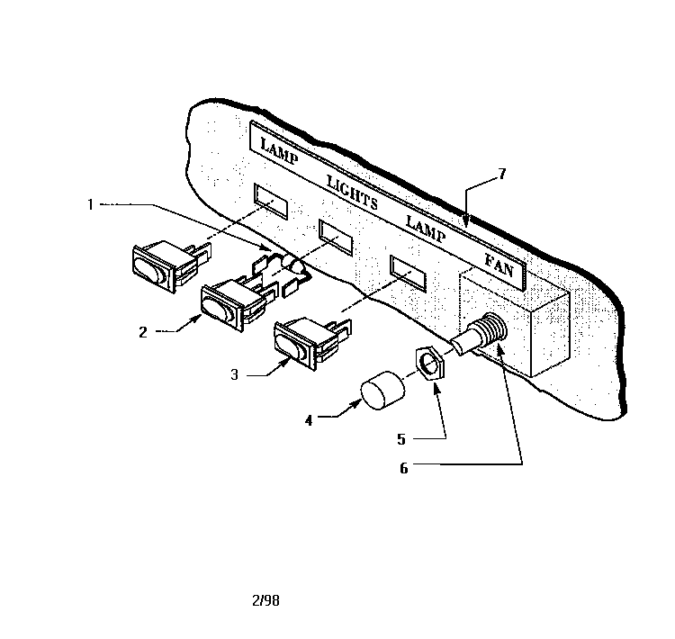 Switch Assembly Model H48hqs Diagram and Parts List for H48HQS  Thermador Range Hood