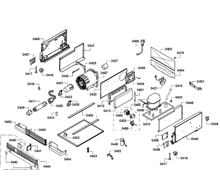Compressor Diagram and Parts List for T24IF70NSP 45 Thermador Freezer