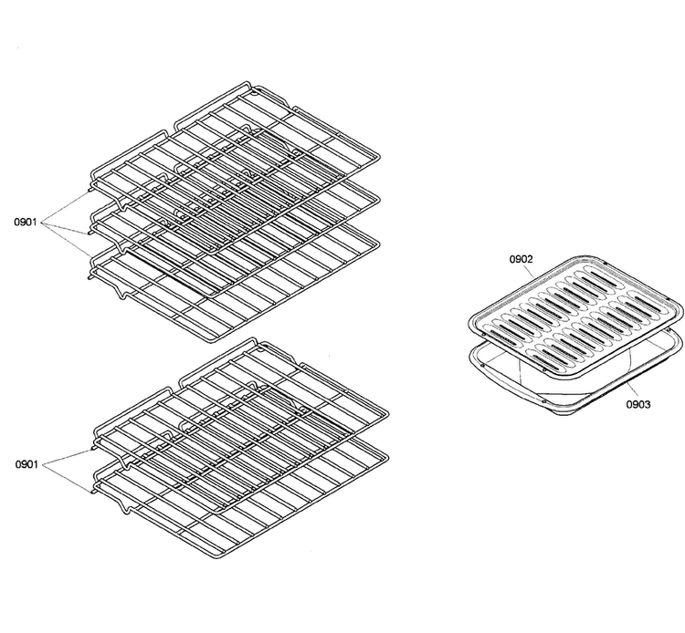 Shelfs Diagram and Parts List for HBN3550UC 01 Bosch Wall Oven