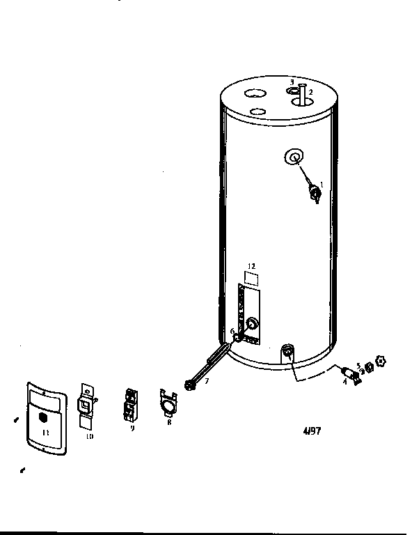 Replacement Parts Diagram and Parts List for 153312560  Kenmore Water Heater