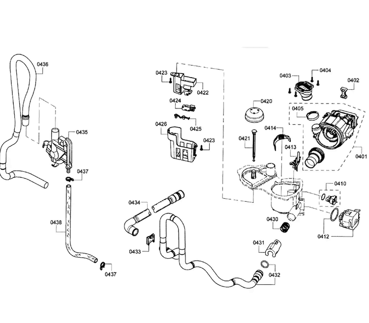 Pump Assy Diagram and Parts List for SHX4AT55UC 12 Bosch Dishwasher