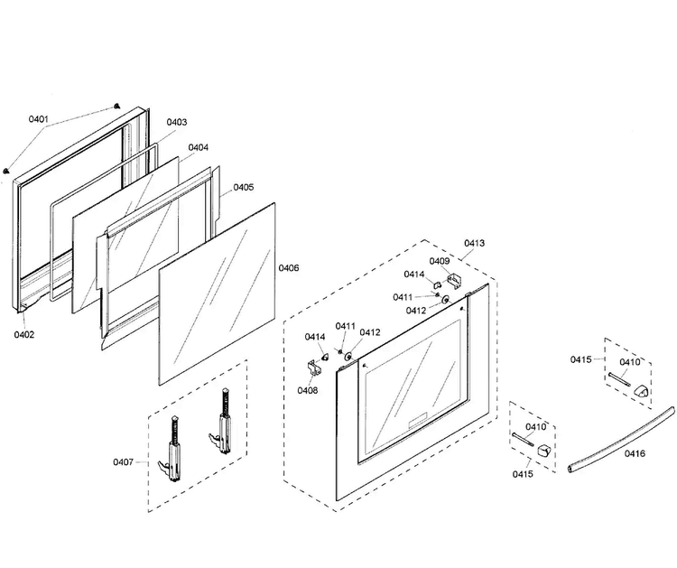 Door Assy Diagram and Parts List for HBL3360UC 03 Bosch Wall Oven