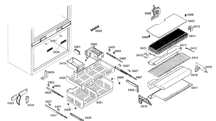 Drawers 2 Diagram and Parts List for B36IT70NNP 08 Bosch Refrigerator