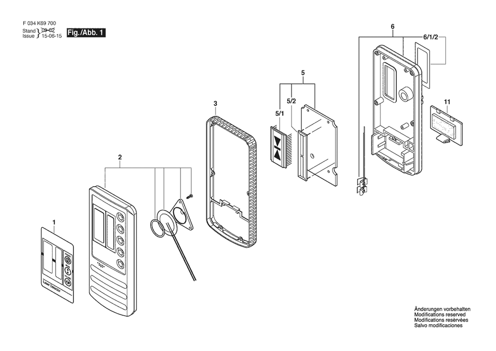 Section 1 Diagram and Parts List for LD400YEL-EUCST F034K69000 Bosch Laser Level