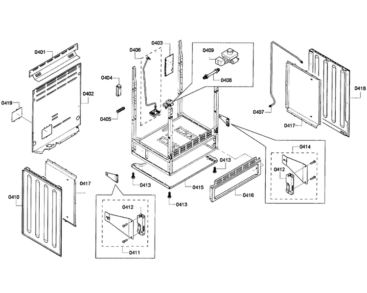 Cabinet Assy Diagram and Parts List for HGS7282UC 03 Bosch Range