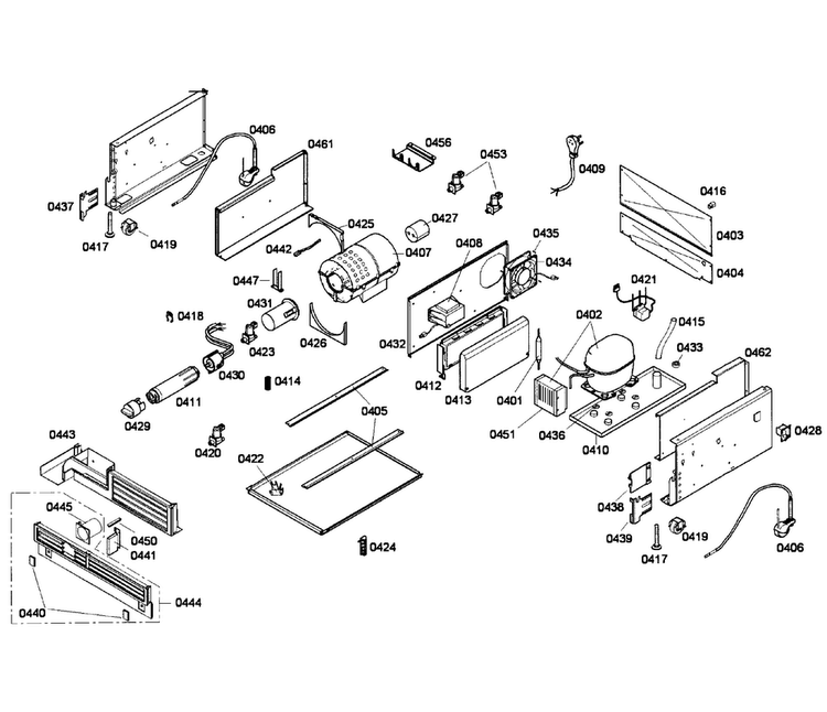 Compressor Diagram and Parts List for T24ID80NLP 17 Thermador Freezer