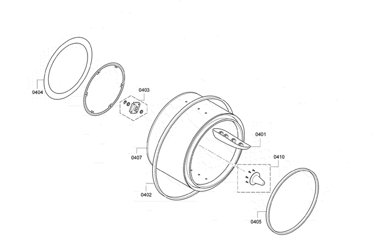 Drum Assy Diagram and Parts List for WTB86202UC 01 Bosch Dryer