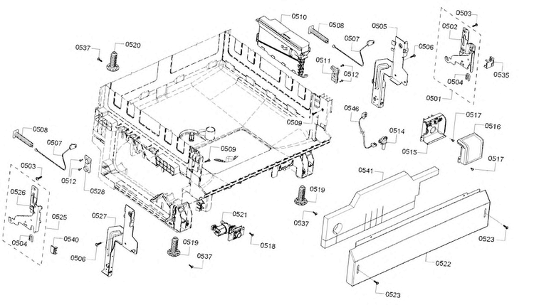 Base Diagram and Parts List for SHX4ATF5UC 14 Bosch Dishwasher