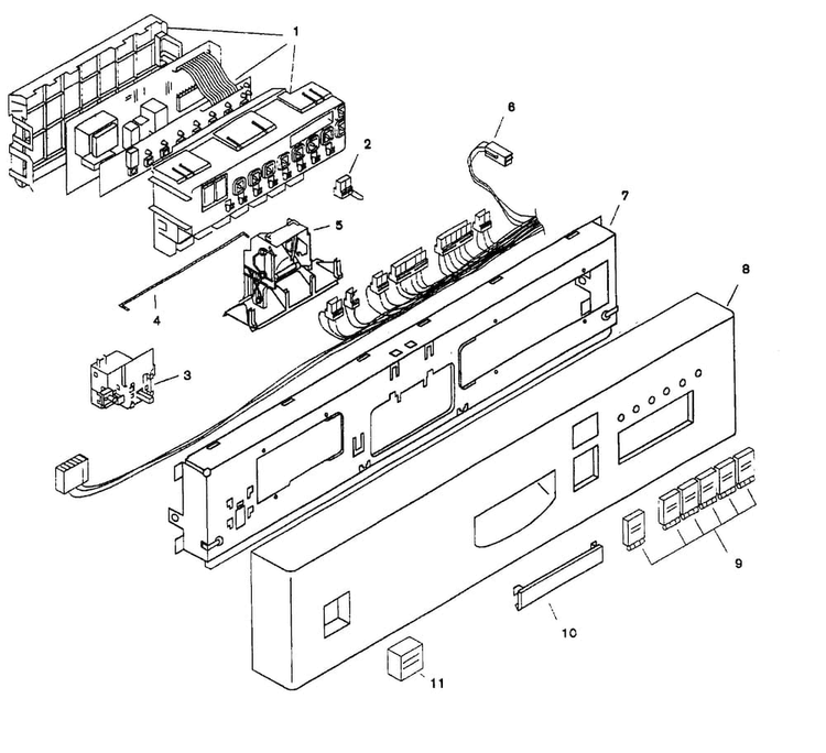 Fascia Panel Diagram and Parts List for SHU5305UC 06 Bosch Dishwasher