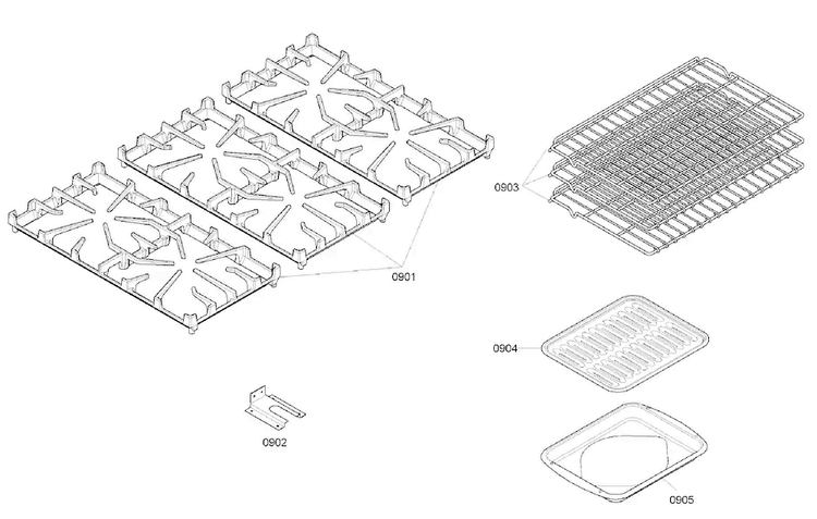 Grates/shelfs Diagram and Parts List for PRD366EHC 03 Thermador Range