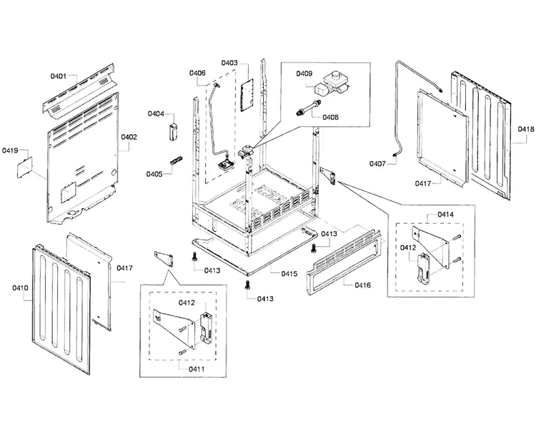 Cabinet Assy Diagram and Parts List for HGS7282UC 04 Bosch Range