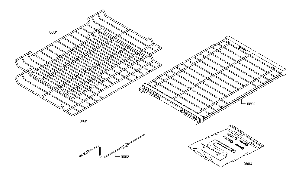 Rack Diagram and Parts List for HIIP054U 01 Bosch Range