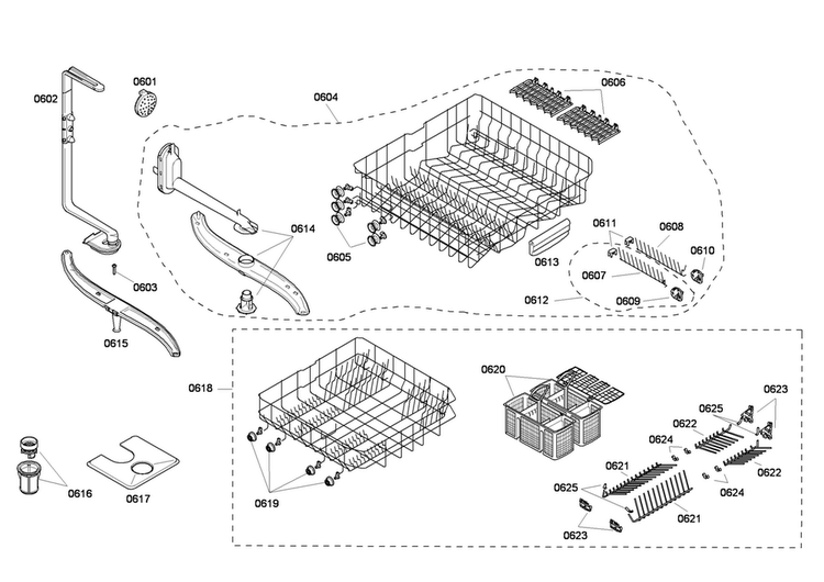 Rack Assy Diagram and Parts List for SHE46C06UC 33 Bosch Dishwasher