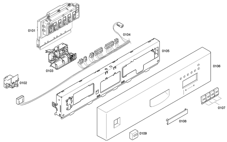 Control Panel Diagram and Parts List for SHE43C06UC 38 Bosch Dishwasher