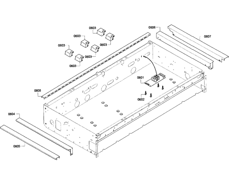 Cabinet Diagram and Parts List for PCG486GD 01 Thermador Cooktop