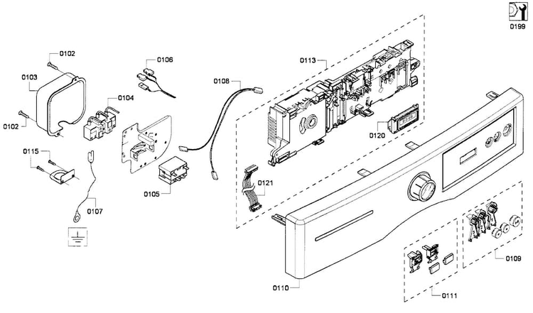 Control Panel Diagram and Parts List for WTVC8330US 09 Bosch Dryer