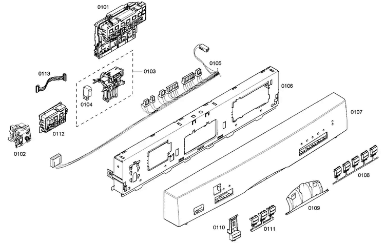 Control Panel Diagram and Parts List for SHE55M06UC 48 Bosch Dishwasher