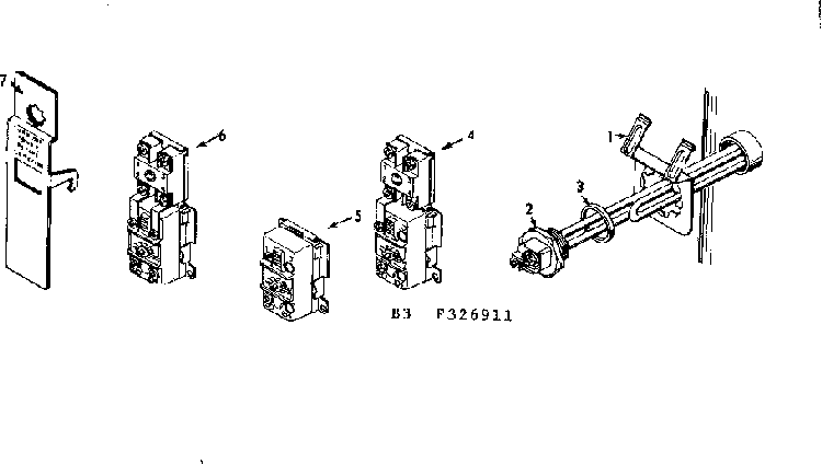 Control Elements Diagram and Parts List for 153327011  Kenmore Water Heater