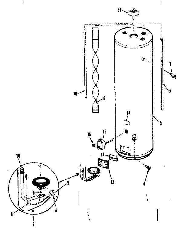 Replacement Parts Diagram and Parts List for 153331470  Kenmore Water Heater