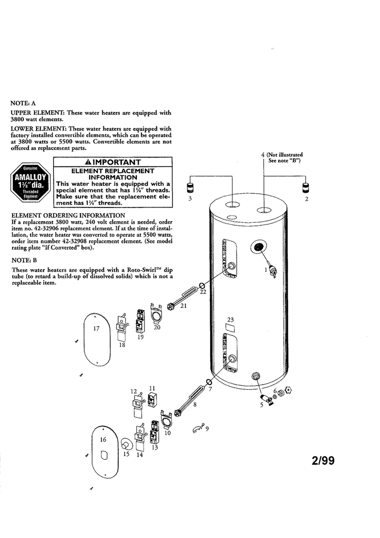 Endura 50 Gallon Diagram and Parts List for 153321510HT  Kenmore Water Heater