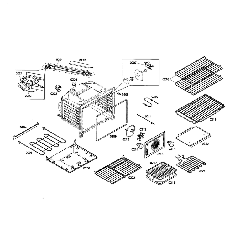 Cavity Assy Diagram and Parts List for HEI7132U 02 Bosch Range