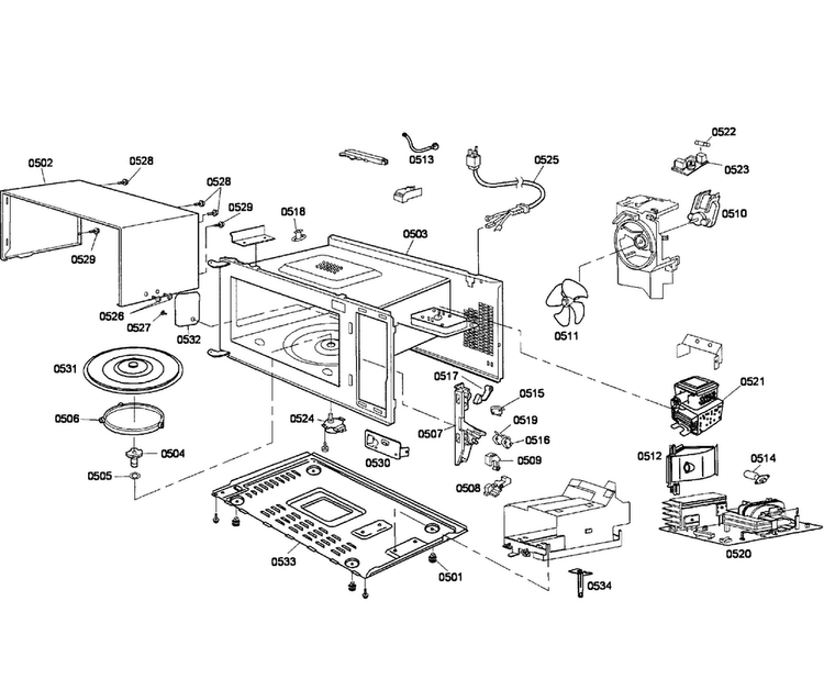 Microwave Parts Diagram and Parts List for HBL5760UC 02 Bosch Microwave