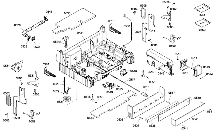 Base Assy Diagram and Parts List for DWHD630GCP 53 Thermador Dishwasher