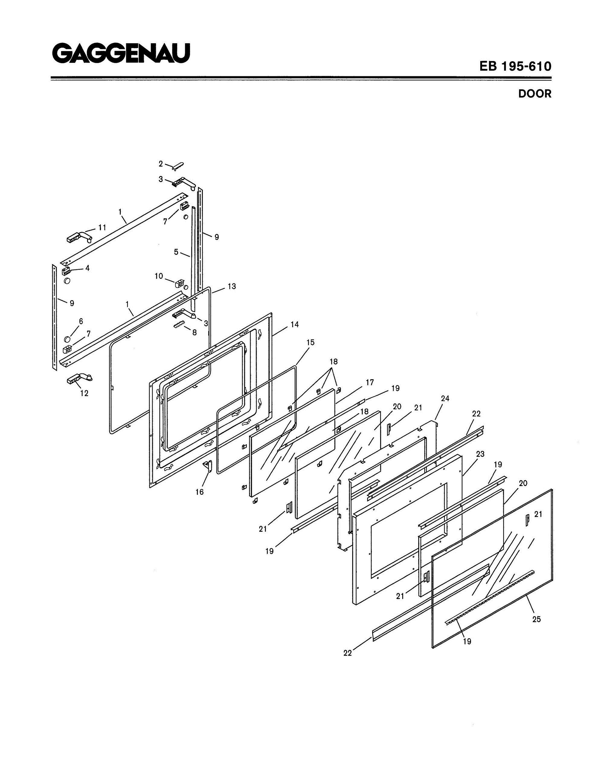 05 - DOOR Diagram and Parts List for EB195-610  Bosch Range