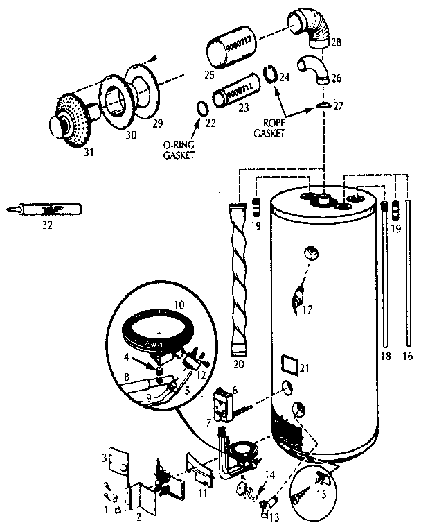 Replacement Parts Diagram and Parts List for 153333613  Kenmore Water Heater