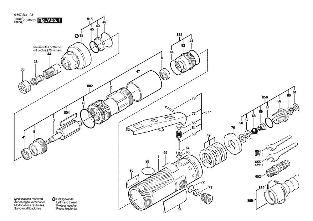 Section 1 Diagram and Parts List for 0607261103  Bosch Sander Grinder