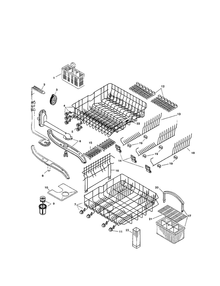 Racks Diagram and Parts List for SHI6802UC 12 Bosch Dishwasher