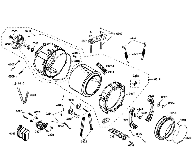 Drum Assy Diagram and Parts List for WFMC5301UC 09 Bosch Washer