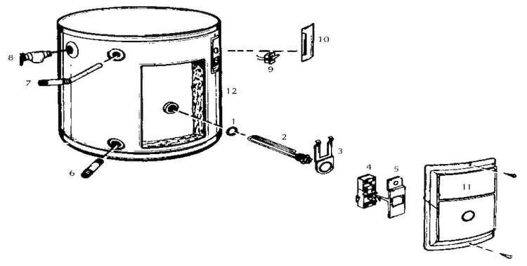 Replacement Parts Diagram and Parts List for 153317030  Kenmore Water Heater
