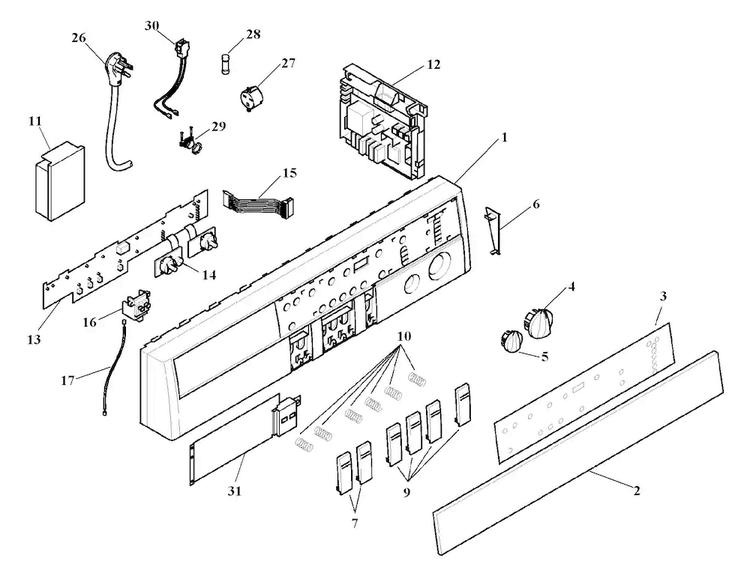 Control Panel Diagram and Parts List for WTA3510UC 13 Bosch Dryer