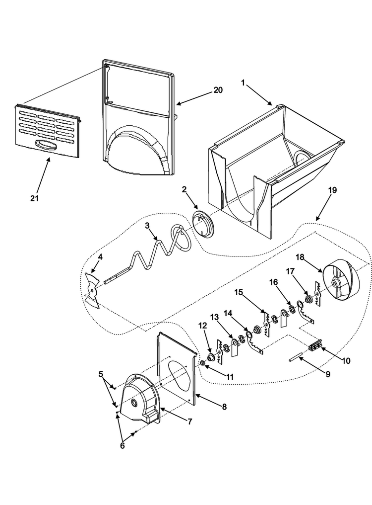 Ice Bucket Assy Diagram and Parts List for RS4953000W0  Gaggenau Refrigerator