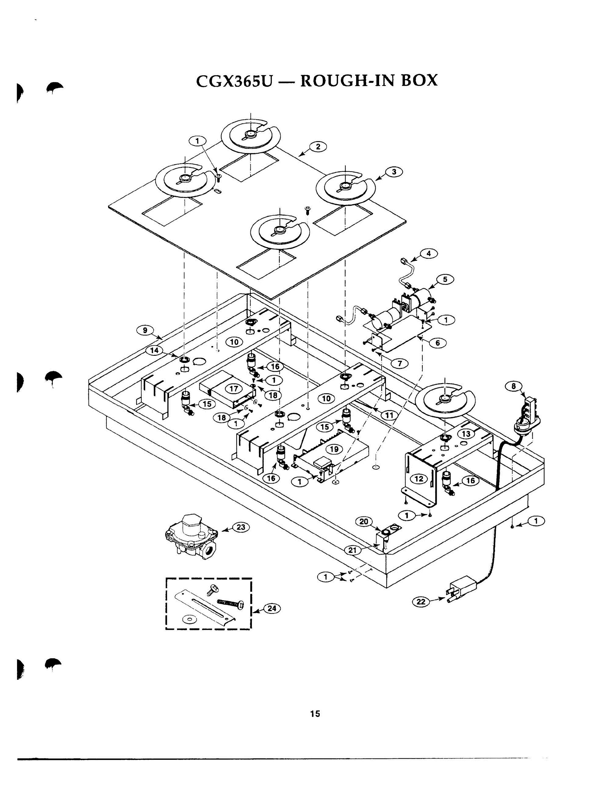14 - ROUGH-IN BOX Diagram and Parts List for CGX365US  Bosch Range