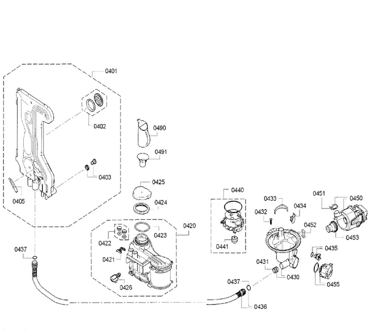 Pump Assy Diagram and Parts List for SPE53U56UC 30 Bosch Dishwasher
