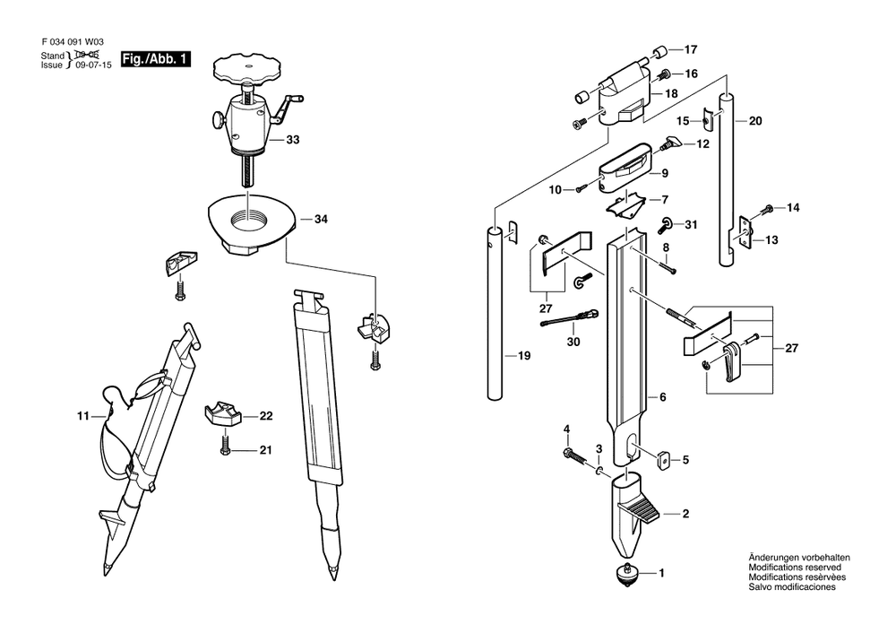 Diagram Diagram and Parts List for WDW30ELAZ F 034 091 W03 Bosch Tool Stand & Cart