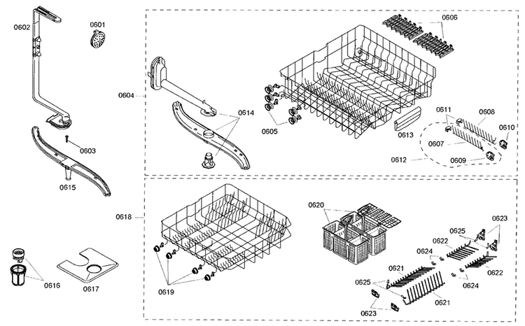 Rack Assy Diagram and Parts List for SHE46C02UC 33 Bosch Dishwasher