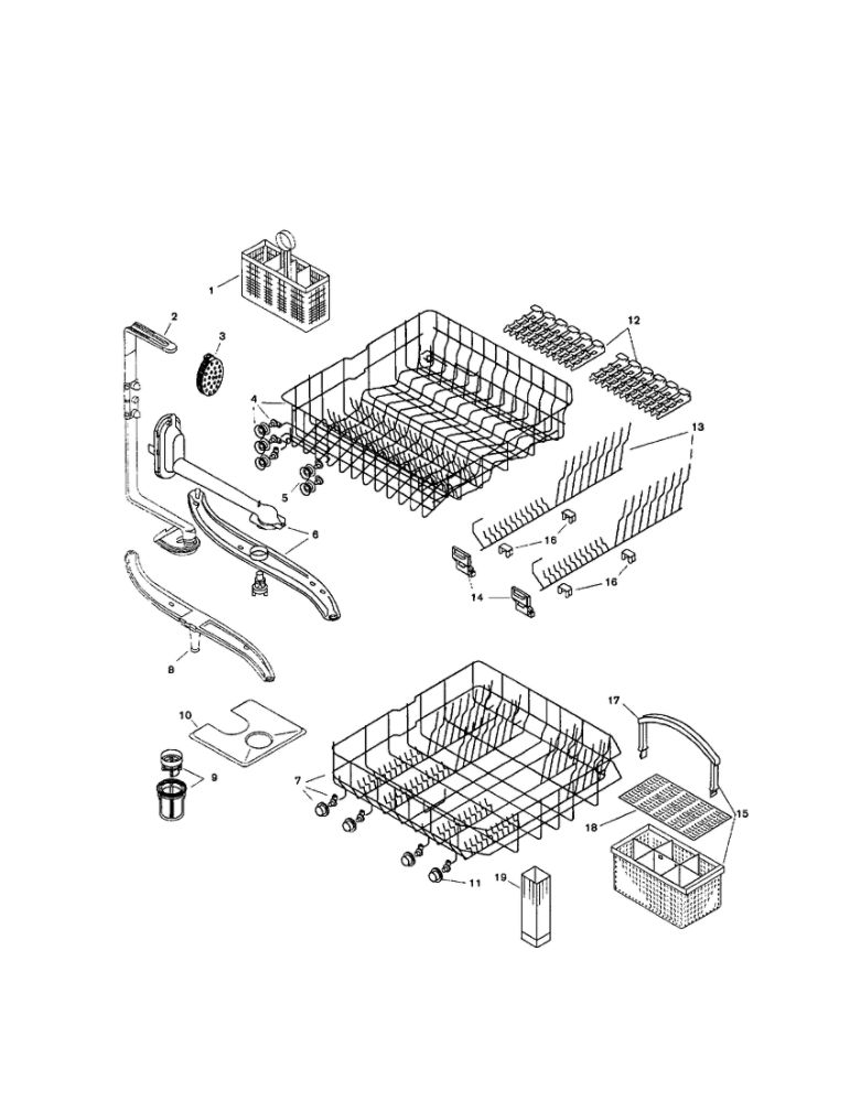 Racks Diagram and Parts List for SHI4306UC 11 Bosch Dishwasher