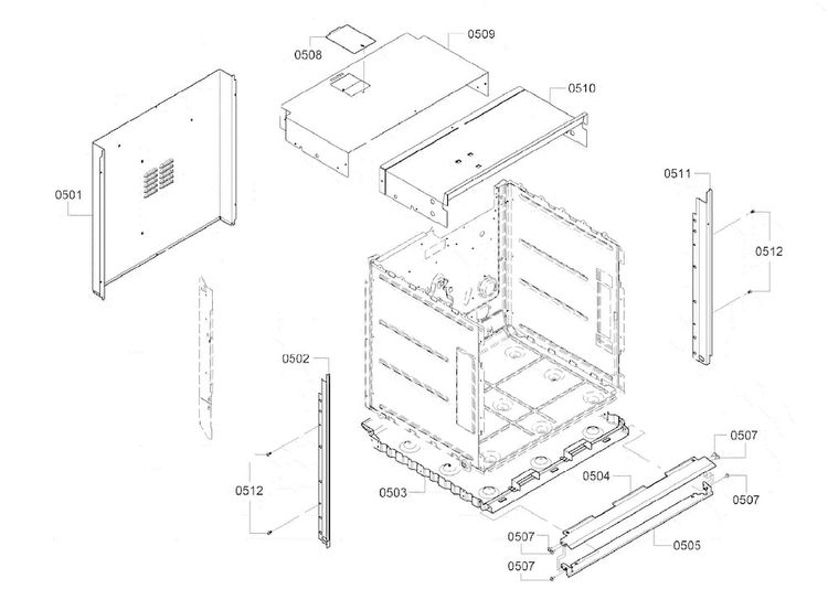 Base Assy Diagram and Parts List for HBN3450UC 10 Bosch Wall Oven