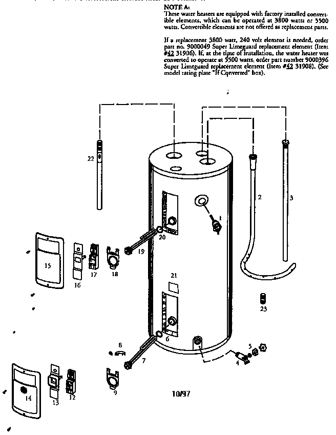Replacement Parts Diagram and Parts List for 153314472  Kenmore Water Heater