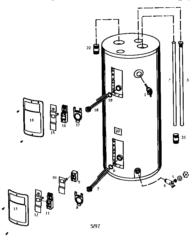 Replacement Parts Diagram and Parts List for 153324660HT  Kenmore Water Heater