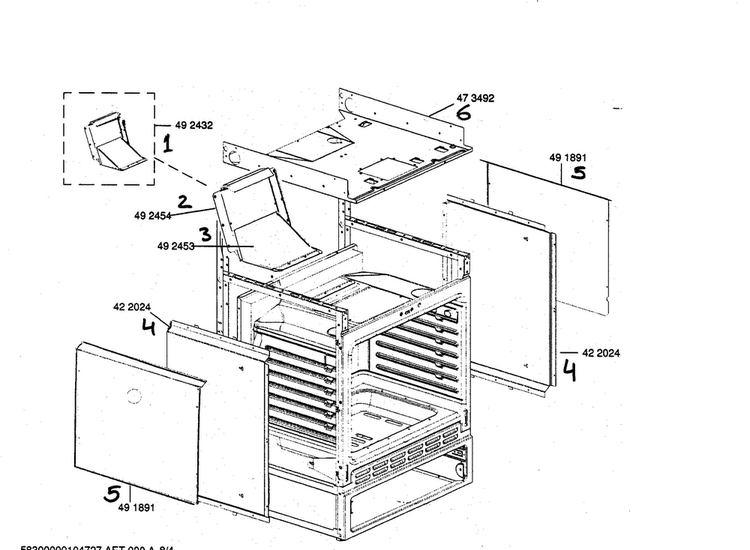Range Frame Asy Diagram and Parts List for HGS442UC 01 Bosch Range