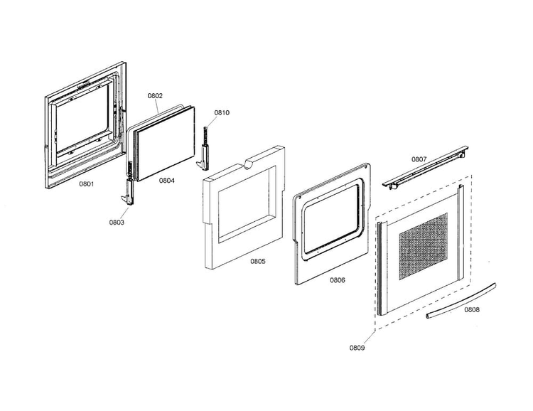 Door Diagram and Parts List for HDS7282U 01 Bosch Range