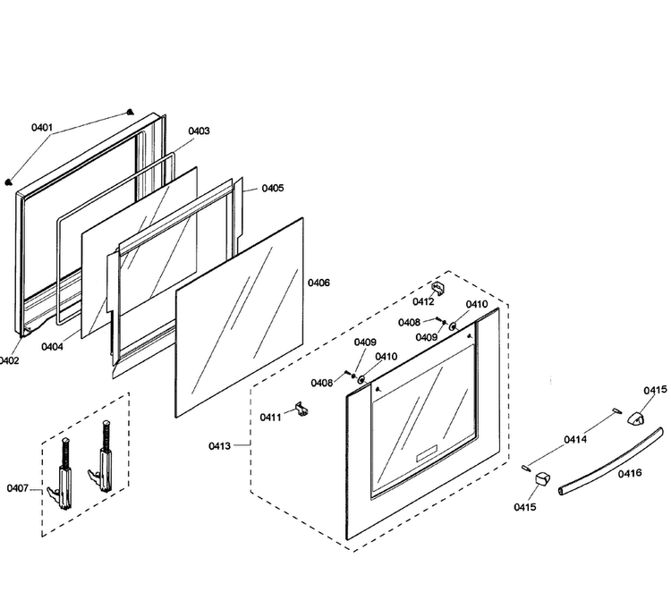 Door Assy Diagram and Parts List for HBN5450UC 02 Bosch Wall Oven